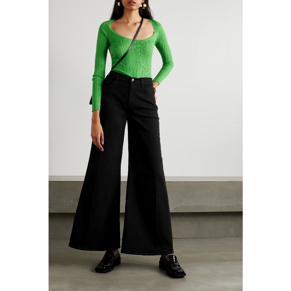 Mother Le Palazzo Wide Leg Black Jean Pant